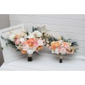 Wedding Bouquets in Blush Pink, White, Peach & Yellow | Faux Bridal & Bridesmaid Bouquets