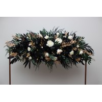  Flower arch arrangement in hunter green ivory black gold colors.  Arbor flowers. Floral archway. Faux flowers for wedding arch. 5300