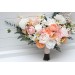 Bouquets in blush pink white peach yellow color theme. Bridal bouquet. Faux bouquet. Bridesmaid bouquet. 5301