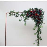  Flower arch arrangement in jewel-tone color scheme.  Arbor flowers. Floral archway. Faux flowers for wedding arch. 5297