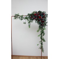  Flower arch arrangement in jewel-tone color scheme.  Arbor flowers. Floral archway. Faux flowers for wedding arch. 5297