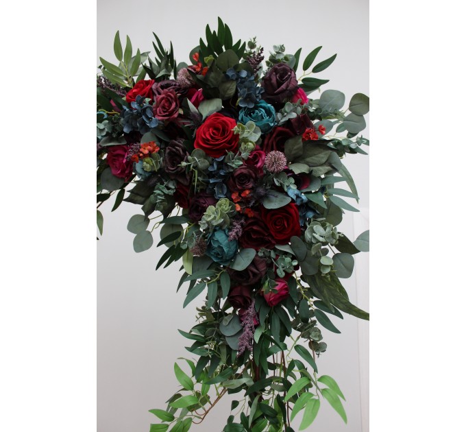 Flower Arch Arrangement in Jewel-Tone Color Scheme | Faux Floral Archway for Wedding