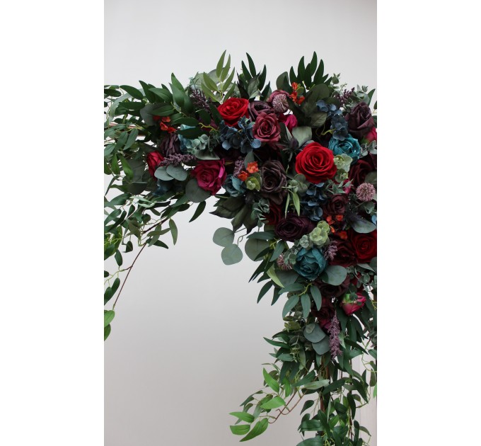 Flower Arch Arrangement in Jewel-Tone Color Scheme | Faux Floral Archway for Wedding