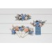 Dusty blue and peach pocket flowers. Pocket boutonniere. Flower accessories. Square flowers. 5302