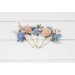 Set of 5 bobby pins in dusty blue peach blush pink color scheme. Hair accessories. Flower accessories for wedding. 5302