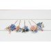 Set of 5 bobby pins in dusty blue peach blush pink color scheme. Hair accessories. Flower accessories for wedding. 5302