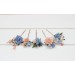  Set of  5 bobby pins in  dusty blue peach blush pink color scheme. Hair accessories. Flower accessories for wedding.  5302