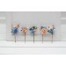 Set of 5 bobby pins in dusty blue peach blush pink color scheme. Hair accessories. Flower accessories for wedding. 5302