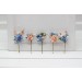  Set of  5 bobby pins in  dusty blue peach blush pink color scheme. Hair accessories. Flower accessories for wedding.  5302