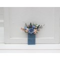 Dusty blue and peach pocket flowers. Pocket boutonniere. Flower accessories. Square flowers. 5302