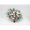 Bouquets in dusty mauve dusty blue ivory color theme. Bridal bouquet. Faux bouquet. Bridesmaid bouquet. 5303