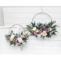 Flower hoops in dusty mauve dusty blue ivory colors. Alternative bridesmaid bouquet. 5303