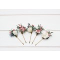 Set of 5 bobby pins in dusty blue dusty mauve ivory color scheme. Hair accessories. Flower accessories for wedding. Bridesmaid gift. 5303