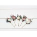 Set of 5 bobby pins in dusty blue dusty mauve ivory color scheme. Hair accessories. Flower accessories for wedding. Bridesmaid gift. 5303
