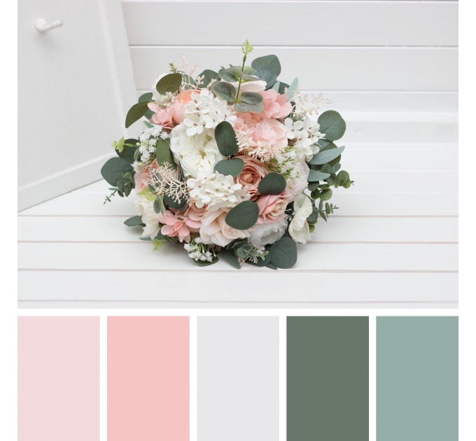 Wedding Bouquets in Blush Pink & White | Faux Bridal & Bridesmaid Bouquets