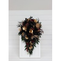 Bouquets in black burgundy gold green color scheme. Bridal bouquet. Faux bouquet. Bridesmaid bouquet. 5305