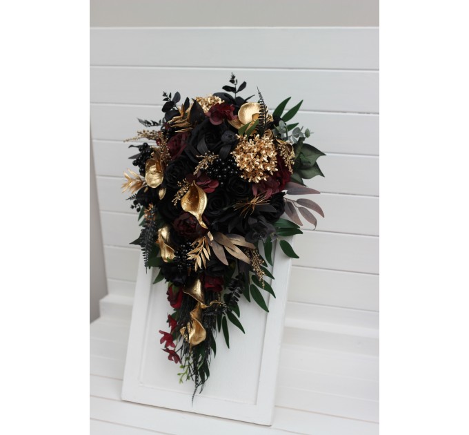 Black, Burgundy, Gold, and Green Wedding Bouquets – Gothic & Moody Bridal and Bridesmaid Designs