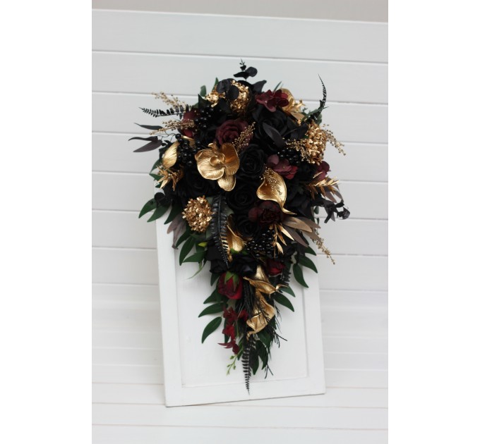 Black, Burgundy, Gold, and Green Wedding Bouquets – Gothic & Moody Bridal and Bridesmaid Designs