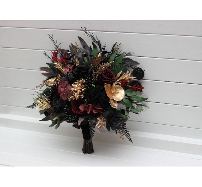 Black, Burgundy, Gold, and Green Wedding Bouquets – Gothic & Moody Bridal and Bridesmaid Designs