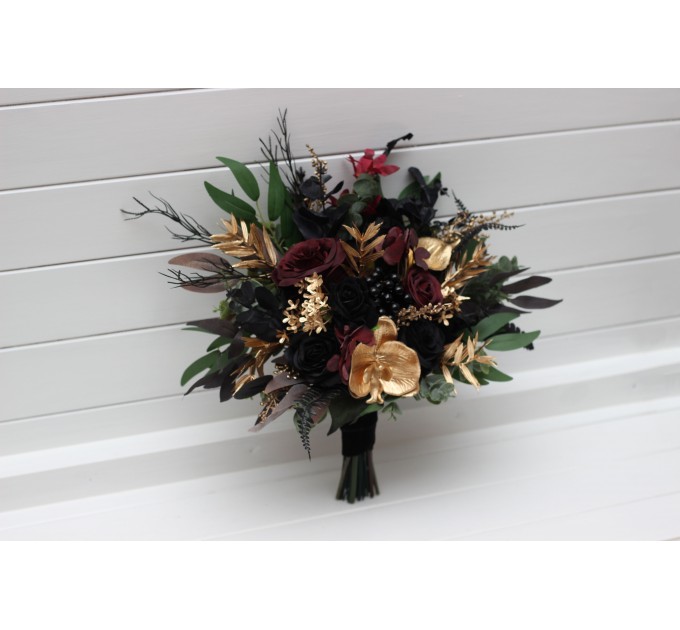 Black, Burgundy, Gold, and Green Wedding Bouquets – Gothic & Moody Bridal and Bridesmaid Designs