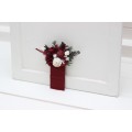 Pocket Boutonniere in Burgundy, White & Ivory | Flower Accessories
