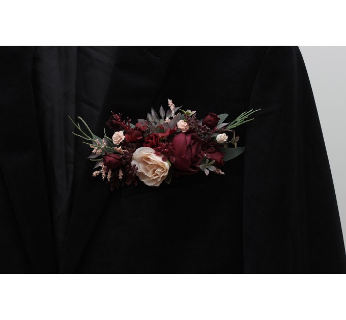 Pocket Boutonniere in Burgundy & Blush Pink | Flower Accessories
