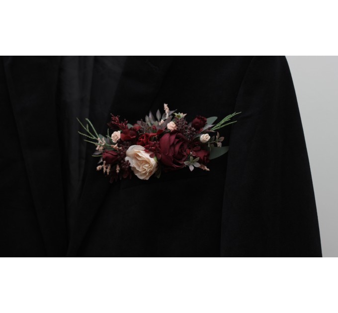 Pocket Boutonniere in Burgundy & Blush Pink | Flower Accessories