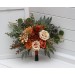 Wedding Bouquets in Rust, Orange & Gold | Dahlia & Rose Faux Bridal & Bridesmaid Cascading Bouquets