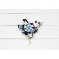 Set of 7 pins. Dusty blue navy blue white hairpins. Flower bobby pins. Floral headpiece. Bridal flower accessories. Bridesmaid gift.  5308