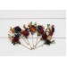 Set of 8 bobby pins in burgundy navy blue and rust color scheme. Hair accessories. Flower accessories for wedding. 5343