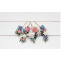 Set of 7 hair pins in pink dusty blue color scheme. Hair accessories. Flower accessories for wedding. 5313