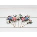 Set of 7 hair pins in pink dusty blue color scheme. Hair accessories. Flower accessories for wedding. 5313