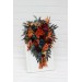 Teal, Rust & Gold Cascading Bridal Bouquet | Orange & Burgundy Faux Wedding Flowers for Fall, Boho & Halloween Weddings