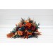 Teal, Rust & Gold Cascading Bridal Bouquet | Orange & Burgundy Faux Wedding Flowers for Fall, Boho & Halloween Weddings