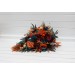 Teal, Rust & Gold Cascading Bridal Bouquet | Orange & Burgundy Faux Wedding Flowers for Fall, Boho & Halloween Weddings