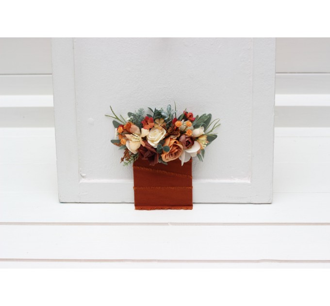 Pocket Boutonniere in Terracotta, Ivory & Orange | Flower Accessories