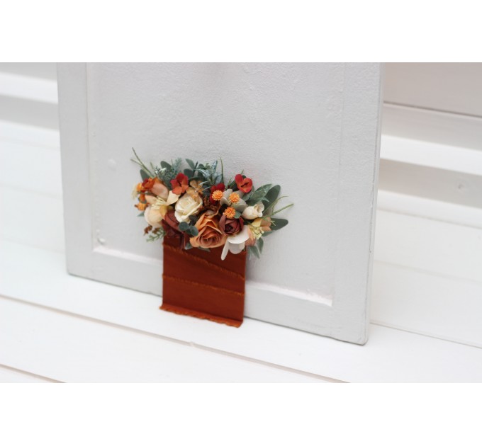 Pocket Boutonniere in Terracotta, Ivory & Orange | Flower Accessories