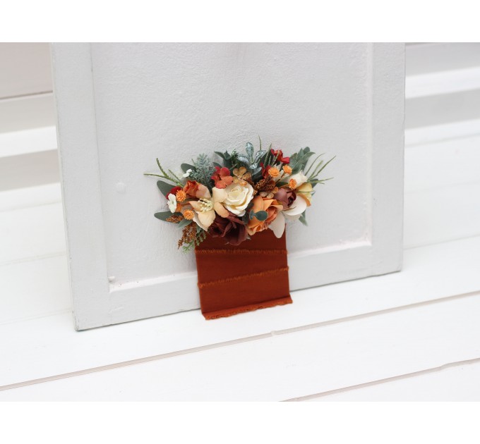 Pocket Boutonniere in Terracotta, Ivory & Orange | Flower Accessories