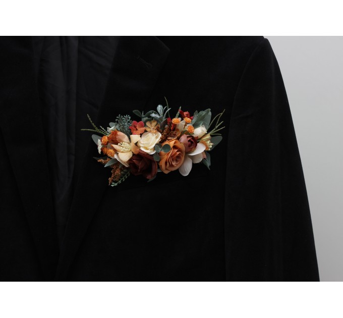 Pocket Boutonniere in Terracotta, Ivory & Orange | Flower Accessories