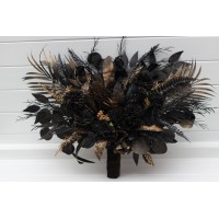 Gothic wedding. Black and gold bridal bouquet in vintage style. Halloween wedding. Faux flowers.Wedding bouquet.  Bridal bouquet. Faux bouquet. Bridesmaid bouquet. 5309