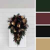 Bouquets in black burgundy gold green color scheme. Bridal bouquet. Faux bouquet. Bridesmaid bouquet. 5305