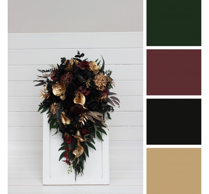 Black, Burgundy, Gold, and Green Wedding Bouquets – Gothic & Moody Bridal and Bridesmaid Designs