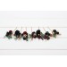 Set of 7 hair pins in black burgundy gold color scheme. Hair accessories. Flower accessories for wedding. 5305