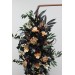 Flower Arch Arrangement in Black, Burgundy, Gold & Green | Faux Floral Archway for Wedding