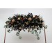 Flower Arch Arrangement in Black, Burgundy, Gold & Green | Faux Floral Archway for Wedding