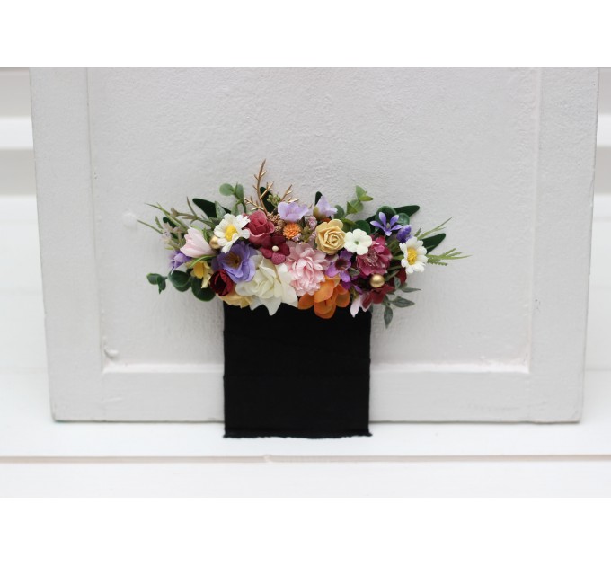 Colorful pocket boutonniere. Flower accessories. Pocket flowers. Square flowers. 5317