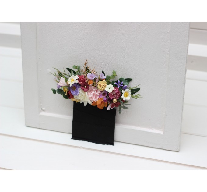 Colorful pocket boutonniere. Flower accessories. Pocket flowers. Square flowers. 5317