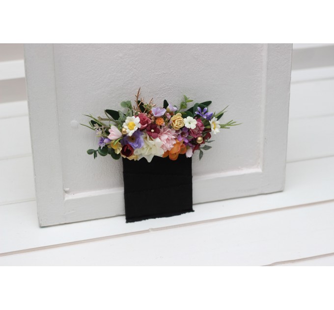Colorful pocket boutonniere. Flower accessories. Pocket flowers. Square flowers. 5317