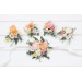 Wedding Boutonnieres and Wrist Corsage in Blush Pink, White, Peach & Yellow | Flower Accessories