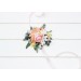 Wedding Boutonnieres and Wrist Corsage in Blush Pink, White, Peach & Yellow | Flower Accessories